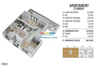 Apartament 3 camere/2bai-100mp-Loc parcare gratuit-Prelungirea Ghencea - foto 13