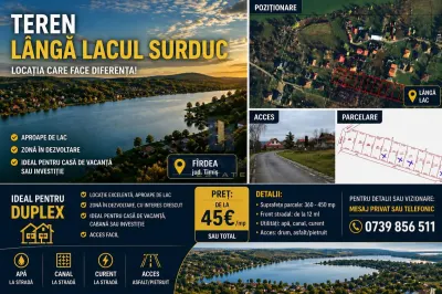 Terenuri zona Case de Vacanta  Lacul Surduc timis - Fardea