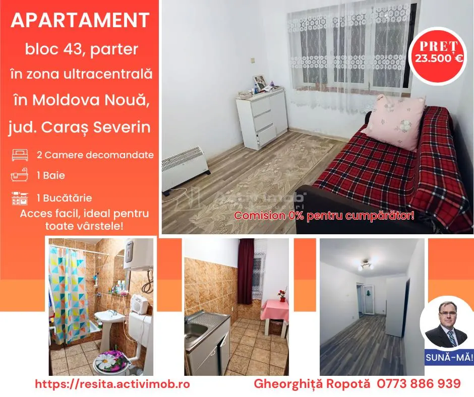 Apartament 2 camere ultracentral in Moldova Noua - foto 1