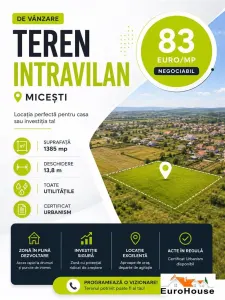 Teren Intravilan De Vanzare Micesti , 1385mp - Alba Iulia