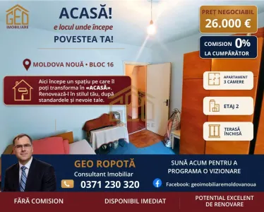 Apartament 3 camere etaj 2 in Moldova Noua - Moldova Noua