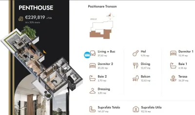 Penthouse 3 camere cu terasa,141.07 mp,bloc nou,zona Nicolina Selgros - foto 13
