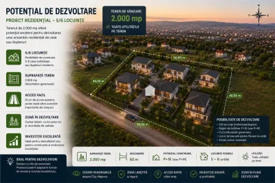 Teren intravilan 2.000 mp | 2 CF-uri | PUZ | Str. Mark Twain, Cluj-Napoca - foto 4