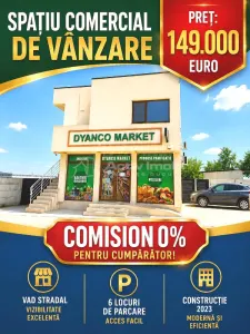 Vanzare -  Spatiu Comercial - Clinceni - 149000E  - tva inclus -  INVESTITIE CU VENIT IMEDIAT - COMISION 0 ! - Clinceni