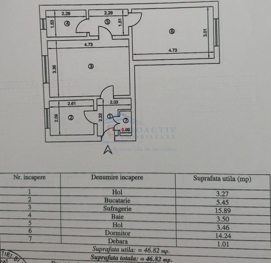 Apartament cu 2 camere, Centru, Etaj Intermediar, 2c-7521 - Suceava