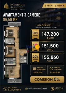Proiect nou! Apartament 3 camere decomandat, 2 baiBLOC 1 - Iasi