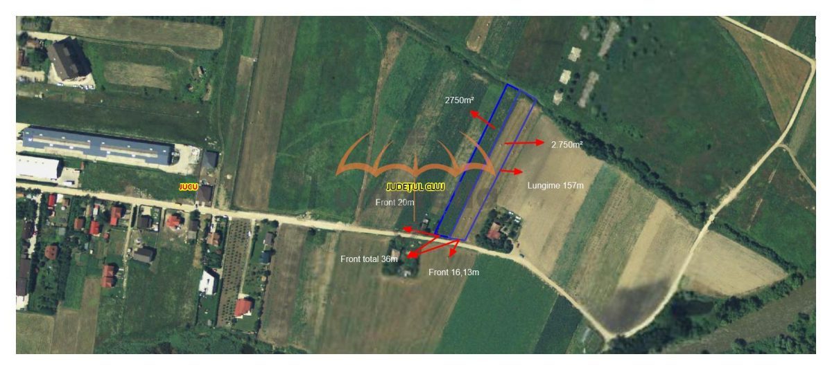 Teren de vanzare Jucu de Mijloc Intravilan  5.500m²/45€ m² - Jucu de Mijloc