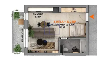 Garsoniera de vanzare in Sibiu - etaj 1, cu balcon, bloc nou, Calea Surii Mici - foto 2