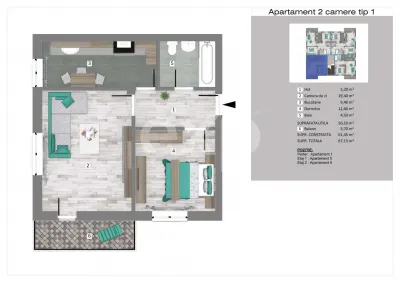 Apartament 2 camere in Trivale | Bloc Nou |  Persoana Fizica - foto 4