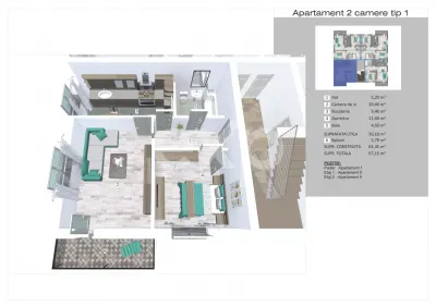 Apartament 2 camere in Trivale | Bloc Nou |  Persoana Fizica - foto 5