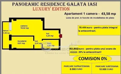 Apartament 1 camera de vanzare in Iasi, Galata, 43,58 mp, bloc nou - foto 2