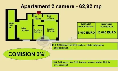 Apartament decomandat de vanzare in Iasi, Galata, 62,92 mp, bloc nou - foto 2